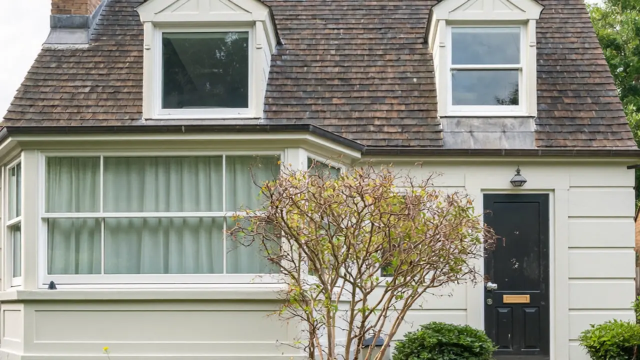 Smart house frontage with new windows staged for estate agent photos