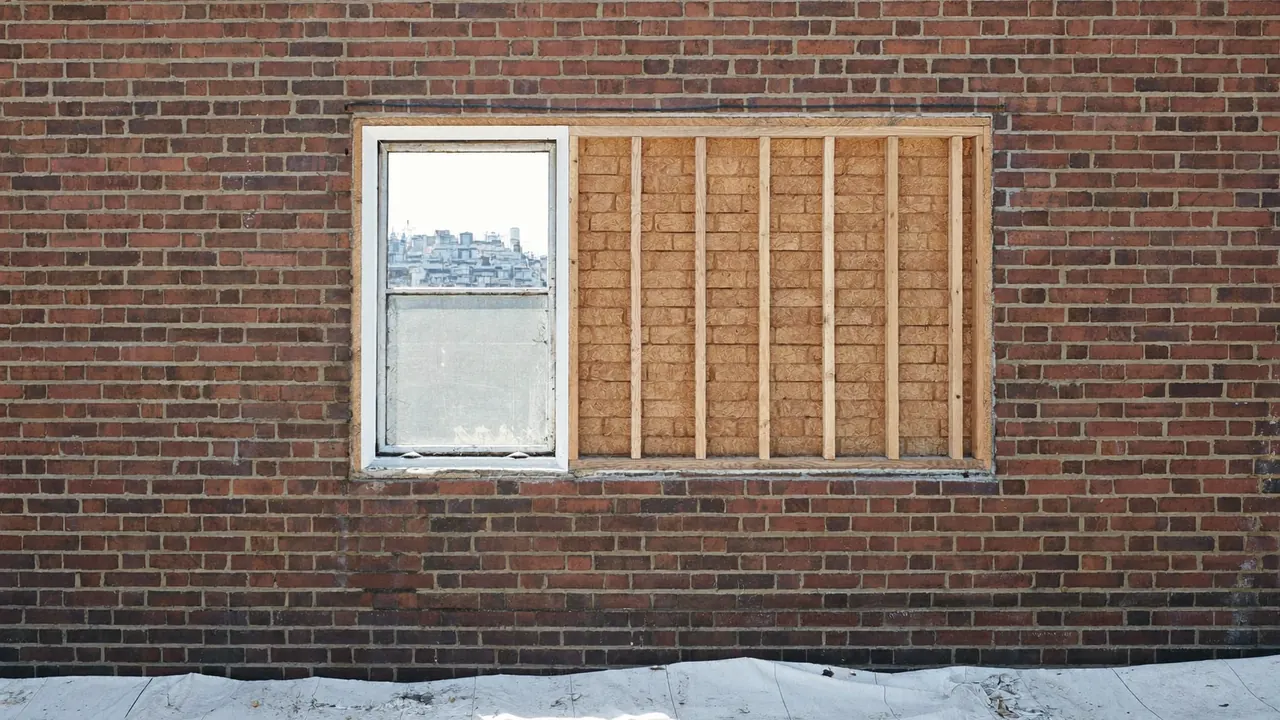 Empty window opening with the old frame removed ready for a new unit